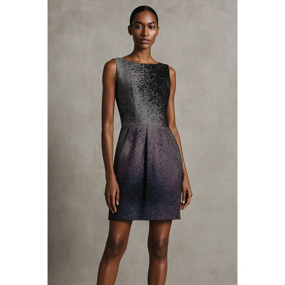 Narciso Rodriguez Abstract Print Sheath Sleeveless Silk Dress 4 - Picture 1 of 14